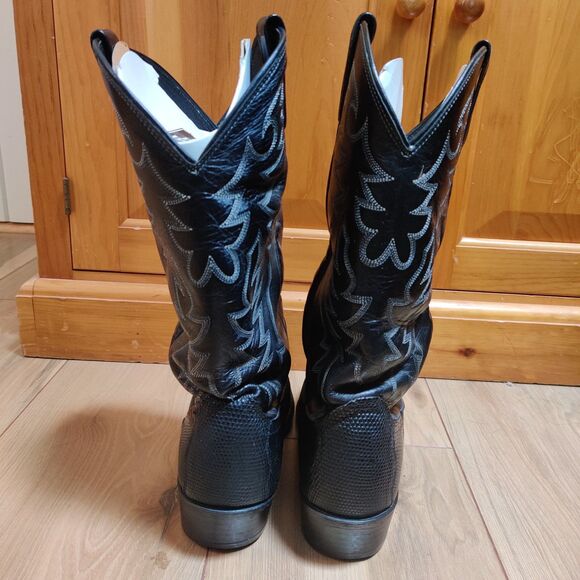 Dan Post Lizard Skin Teju Black Leather Cowboy Boots Men's Size 9 1/2 D, 9028007 - Picture 5 of 16